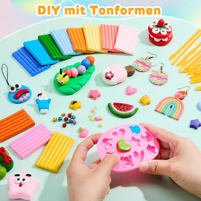 Polymer Clay Set 36 Farben – Modellierton mit Zubehör für Schmuck