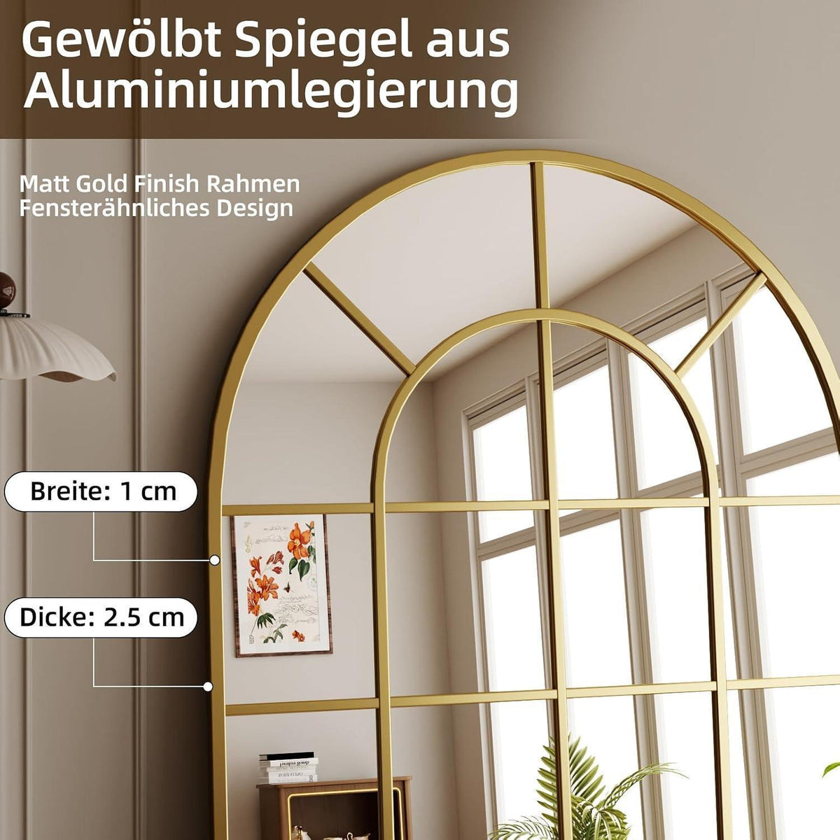 Goldener Wandspiegel mit Gitter 76 x 122 cm