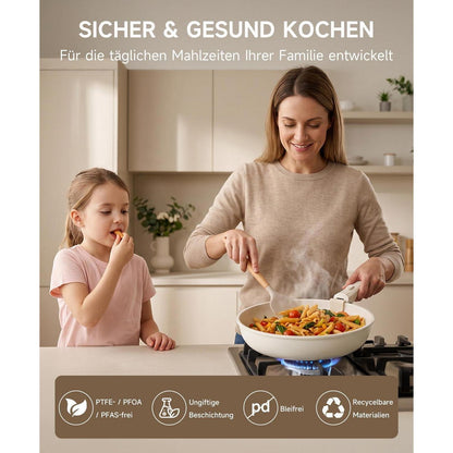 19-teiliges Topfset mit abnehmbaren Griffen – Platzsparend & Antihaft
