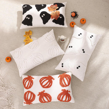 2er Set Kissenbezug Kürbis Herbst 45x45cm Erntedankfest Weiß