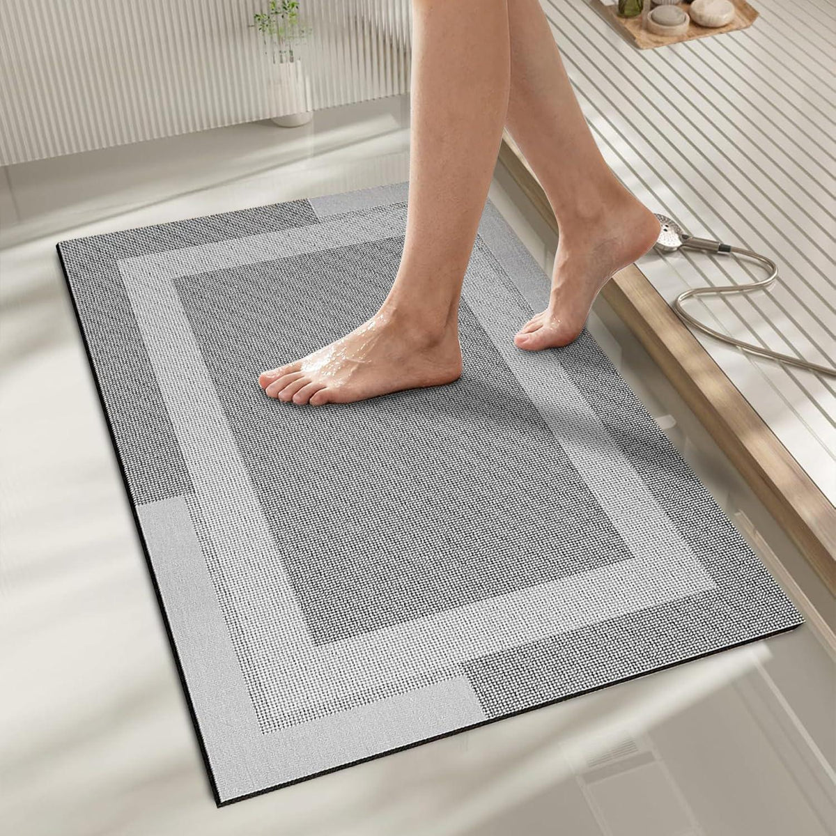 Rutschfester Badezimmerteppich 50x80 cm – Extra Flach & Schnelltrocknend