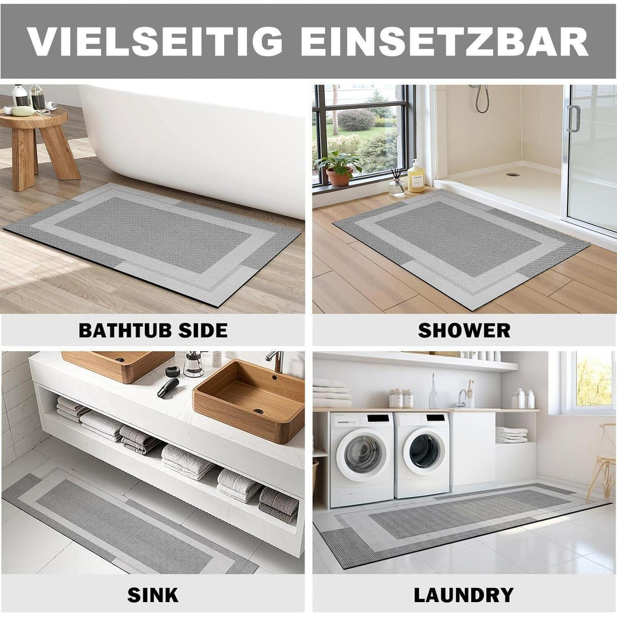 Rutschfester Badezimmerteppich 50x80 cm – Extra Flach & Schnelltrocknend