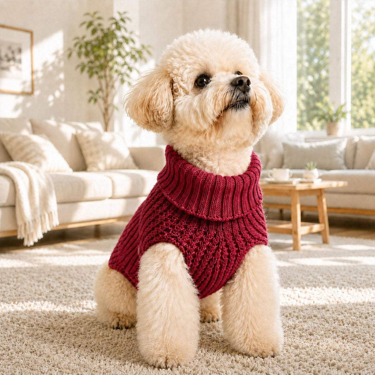 Gestrickter Hundepullover Rot M - Warm & Weich