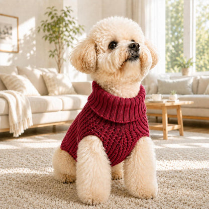 Gestrickter Hundepullover Rot M - Warm & Weich