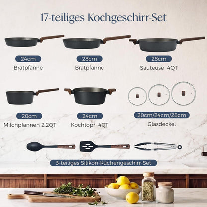 11-teiliges Kochgeschirr Set mit Antihaftbeschichtung