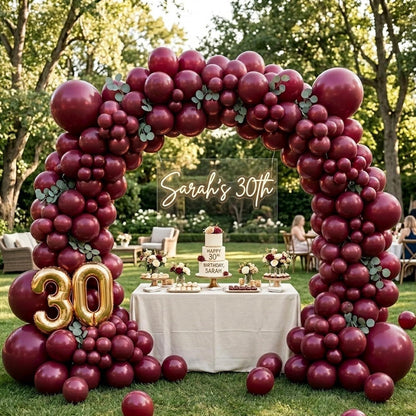 100 Rot Bordeaux Luftballons Set für Geburtstag & Party