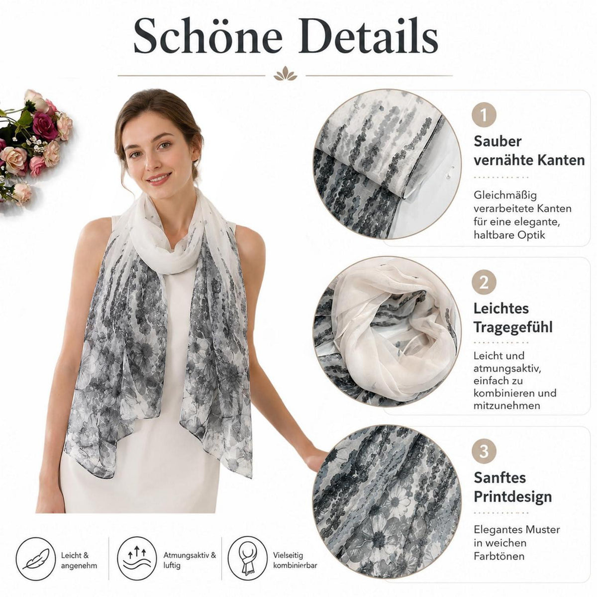 Chiffon Schal Damen mit Punkten, leicht und luftig