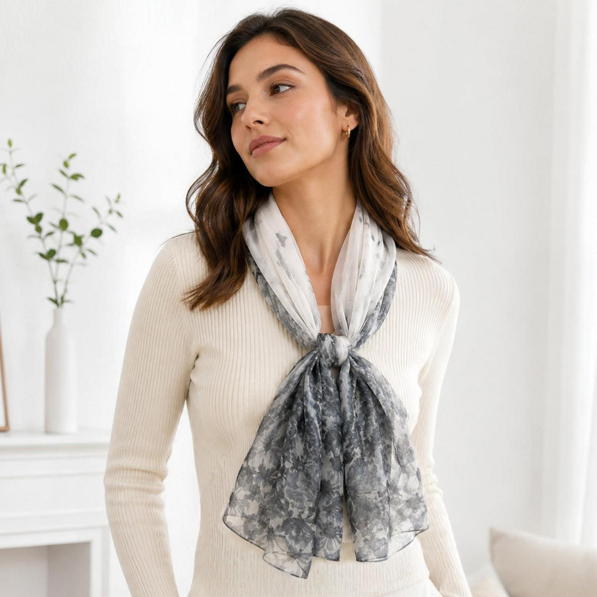 Chiffon Schal Damen mit Punkten, leicht und luftig