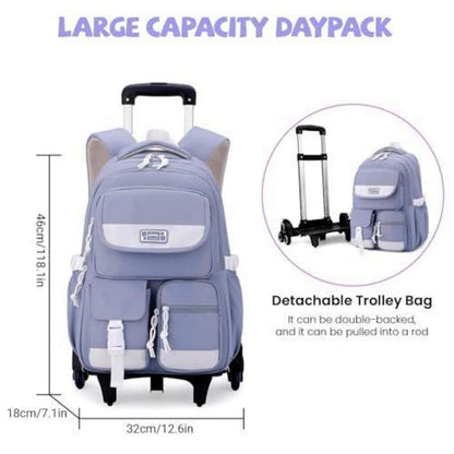 Schulrucksack mit Rollen für Mädchen – Blau, 27L
