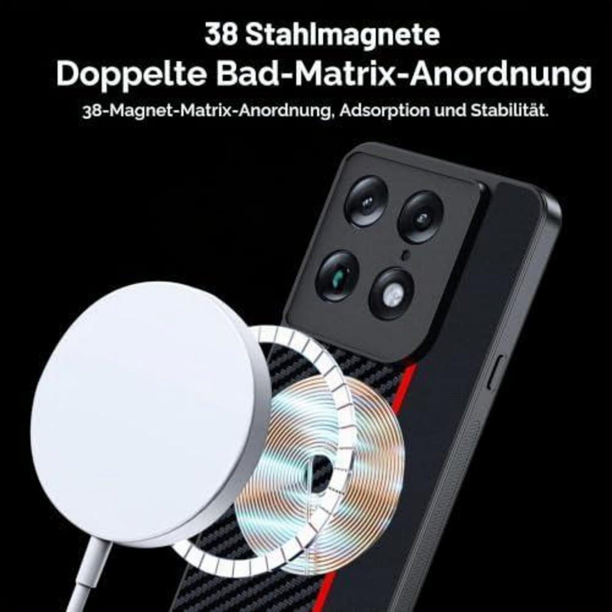 Motorola Signature Hülle: Magnetisch, Stoßfest & Kohlefaser – Rot/Schwarz