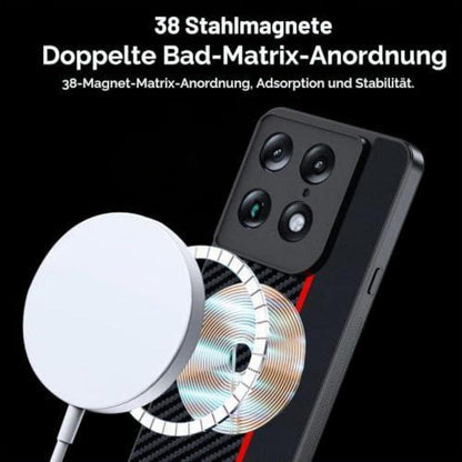 Motorola Signature Hülle: Magnetisch, Stoßfest & Kohlefaser – Rot/Schwarz