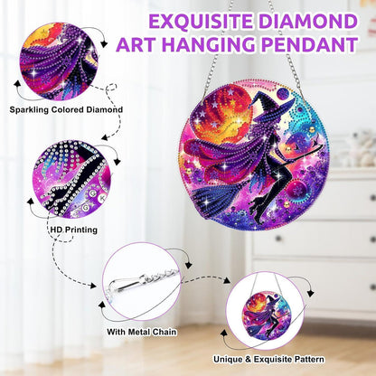 Diamant Painting Anhänger Landschaft mit Hexe