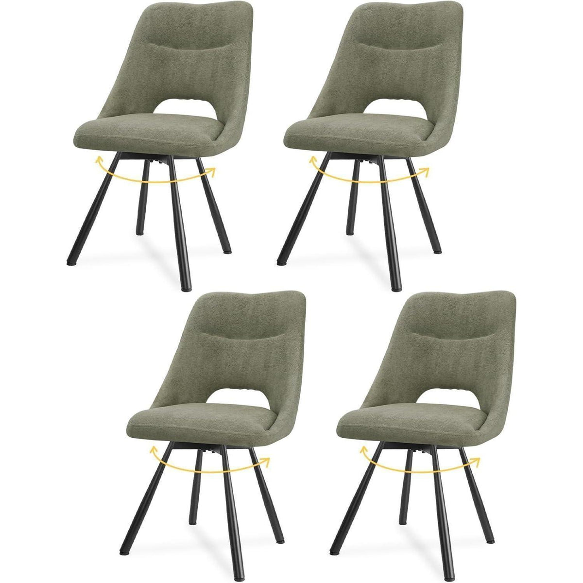Drehbare Esszimmerstühle Set 4 –, Braun-Grau