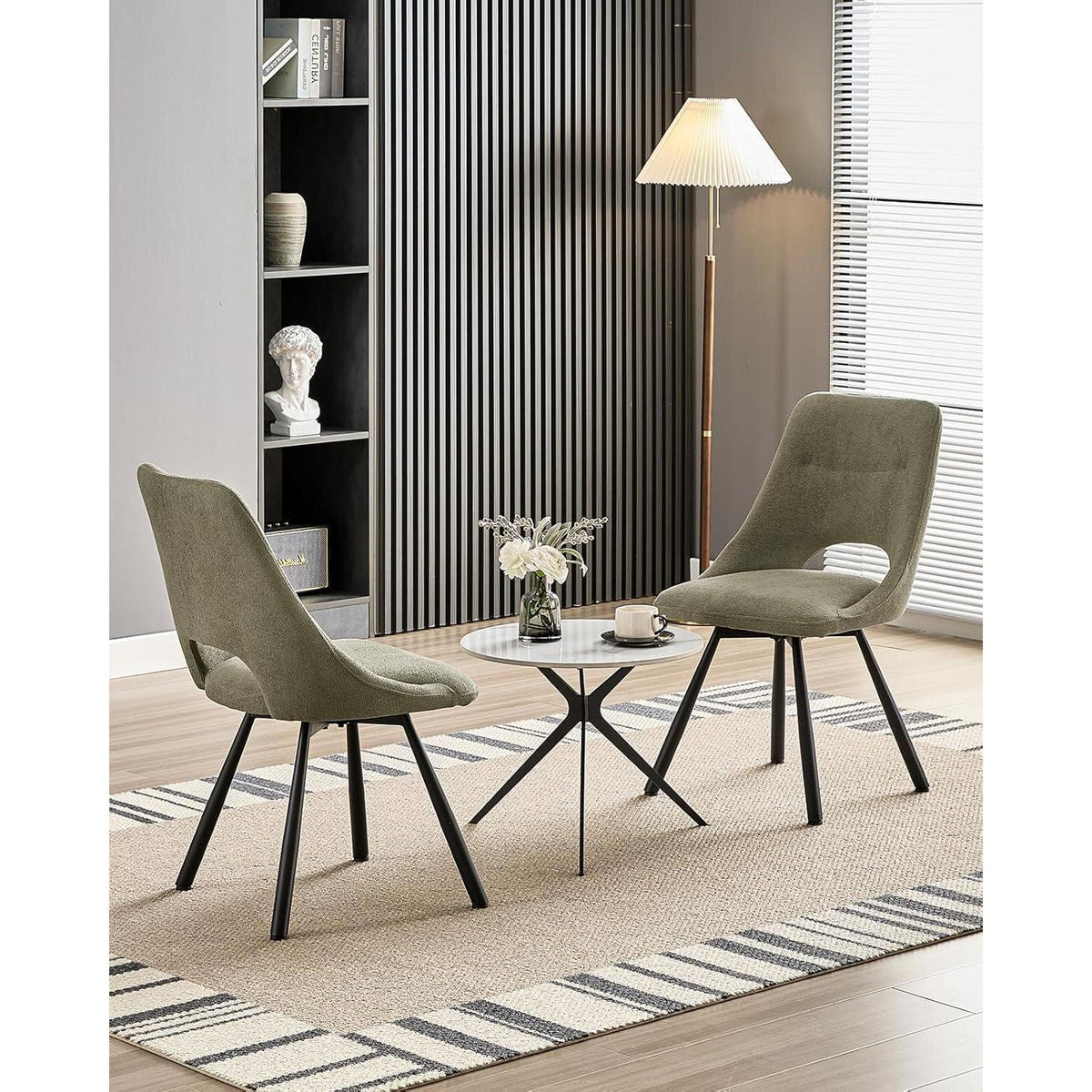 Drehbare Esszimmerstühle Set 4 –, Braun-Grau