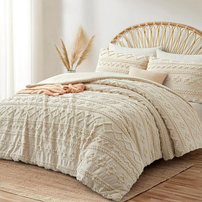 Bettwäsche-Set Boho Beige 200x220cm Getuftet mit Reißverschluss