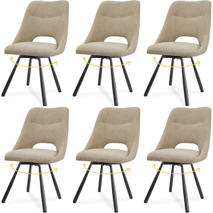 Drehbare Esszimmerstühle 6er Set | Kaschmir-Stoff, Ergonomisch