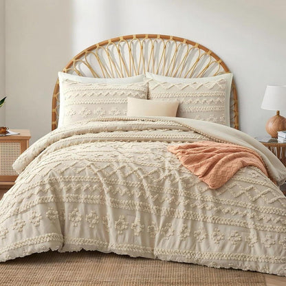 Bettwäsche-Set Boho Beige 200x200cm Getuftet Baumwolle