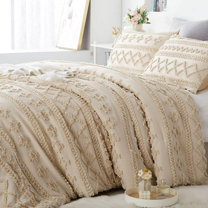 Getuftetes Boho Bettwäsche-Set 135x200 Beige