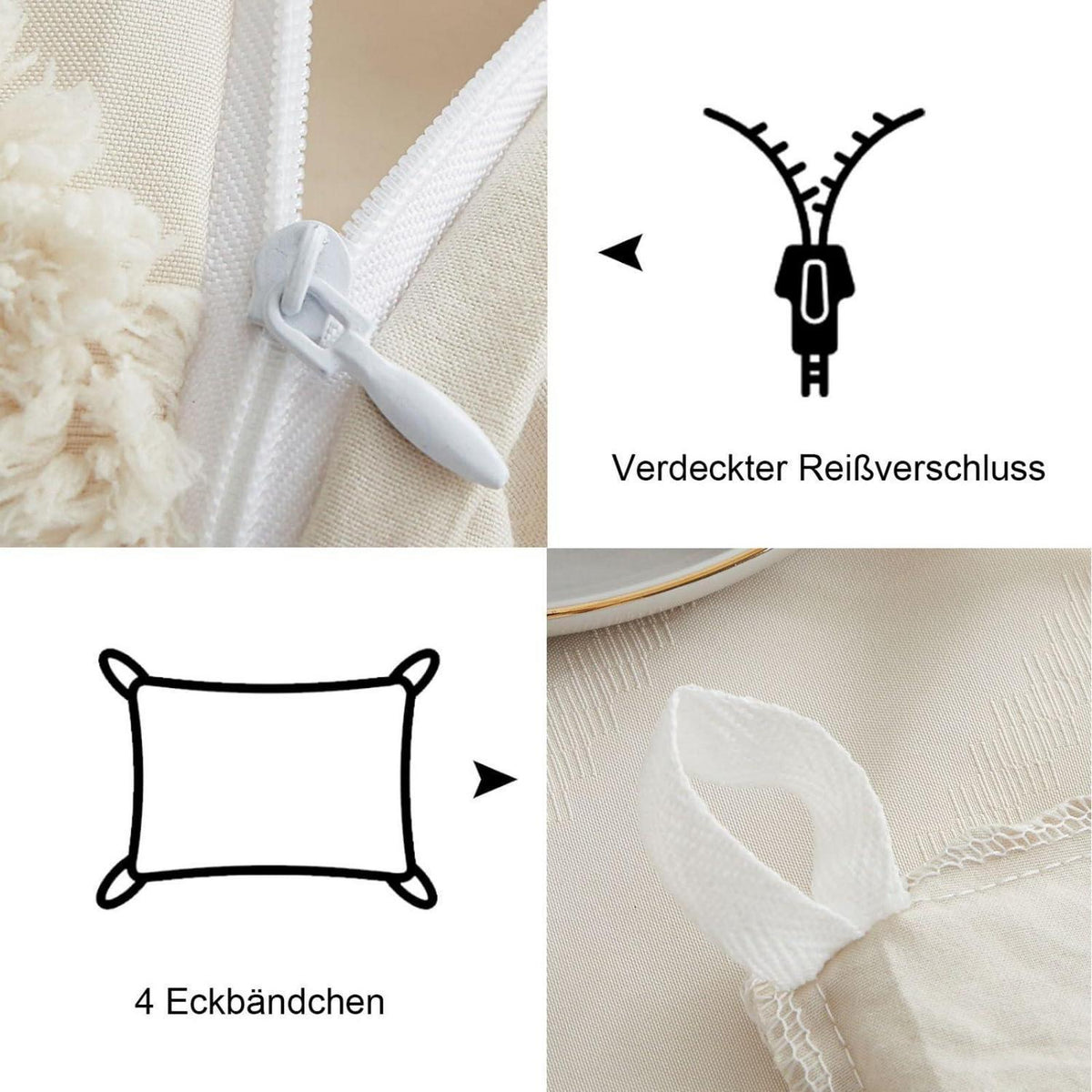 Getuftetes Boho Bettwäsche-Set 135x200 Beige