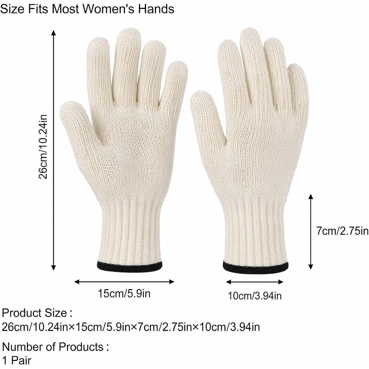 Hitzebeständige Grillhandschuhe – 26 cm, Baumwolle & Polyester