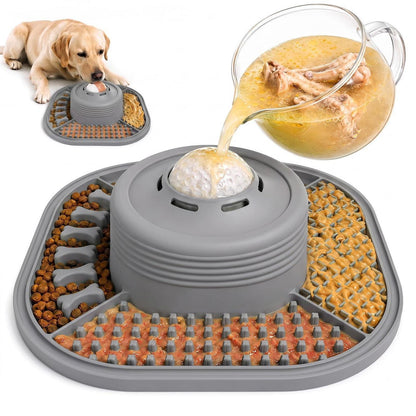 Slow-Feeder Leckmatte für Hunde – Grau, Faltbar & Beschäftigung