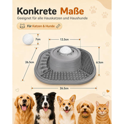 Slow-Feeder Leckmatte für Hunde – Grau, Faltbar & Beschäftigung