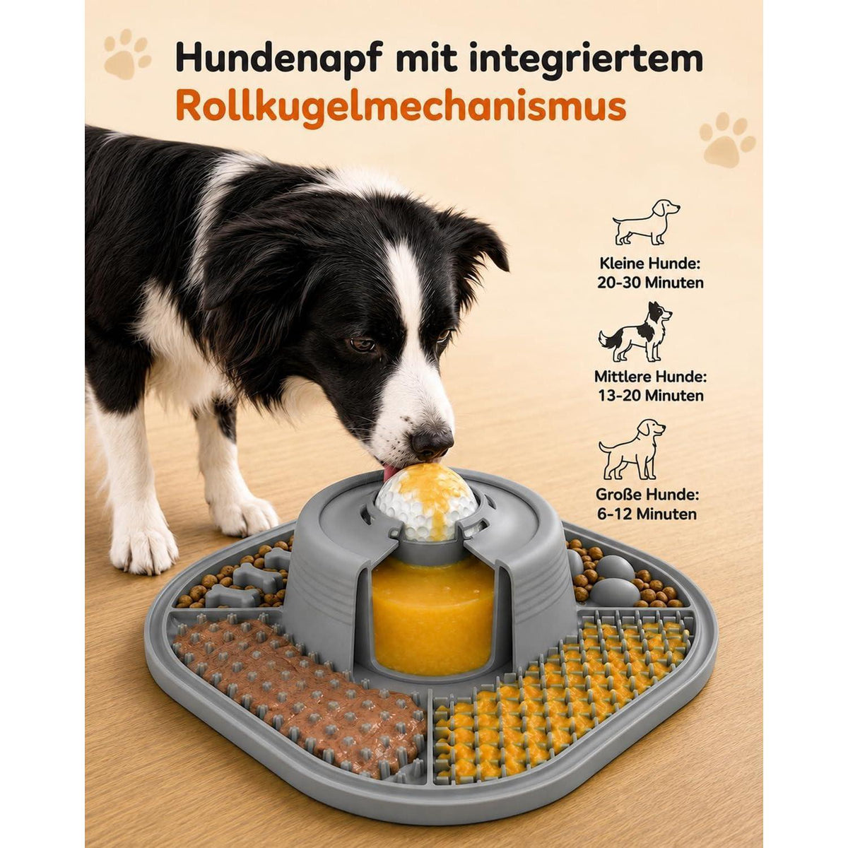 Slow-Feeder Leckmatte für Hunde – Grau, Faltbar & Beschäftigung