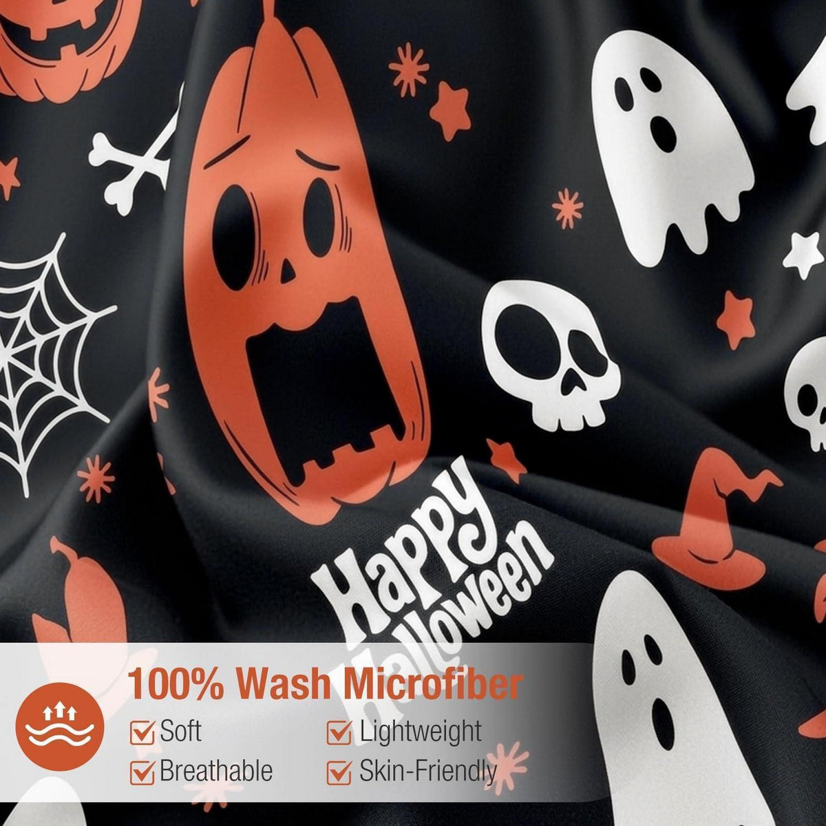 Halloween Bettwäsche Set Kürbis & Geister – Einzelbett 135x200 cm