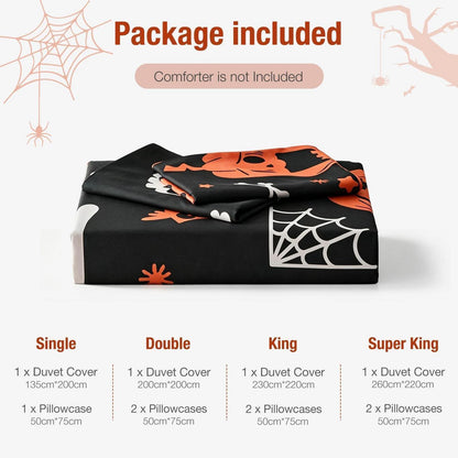 Halloween Bettwäsche Set Kürbis & Geister – Einzelbett 135x200 cm