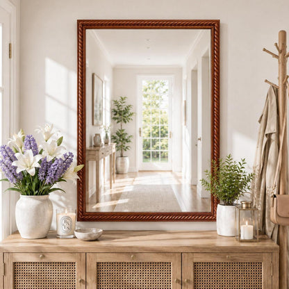 Rustikaler Wandspiegel Holzrahmen 61x81cm – Braun