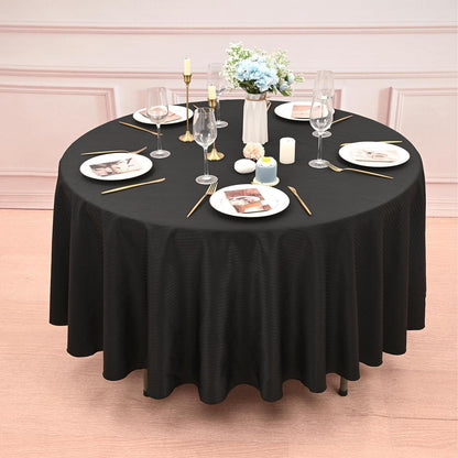 10x Runde Tischdecke Schwarz Streifen, 228cm – Waschbar & Wiederverwendbar