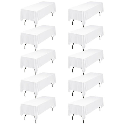 10x Weiße Streifen Tischdecken Rechteckig 153x260 cm – Waschbar & Wiederverwendbar