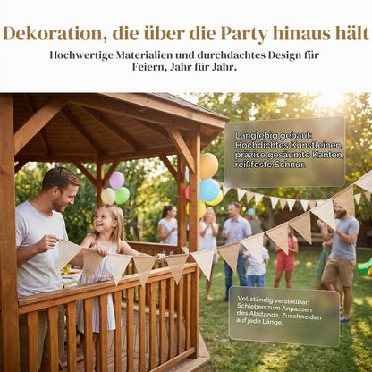 16m Wimpelkette Outdoor – Boho Girlande für Party & Garten