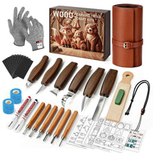 Holzschnitzset Deluxe 40-teilig mit Ledertasche für Anfänger