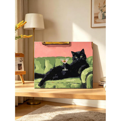 Malen nach Zahlen Schwarze Katze 40x50cm Bastelset für Erwachsene