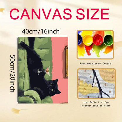 Malen nach Zahlen Schwarze Katze 40x50cm Bastelset für Erwachsene