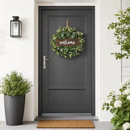 Eukalyptus Kranz mit "Willkommen" Schild | Ø45cm Frühling Deko