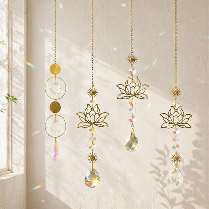 4x Lotusblume Suncatcher Kristall | Fensterdeko Lichtfänger Regenbogen