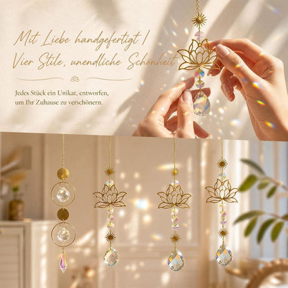 4x Lotusblume Suncatcher Kristall | Fensterdeko Lichtfänger Regenbogen