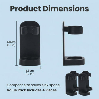 Elektrische Zahnbürstenhalterung 4er-Set Schwarz Wandhalterung Bohrenfrei