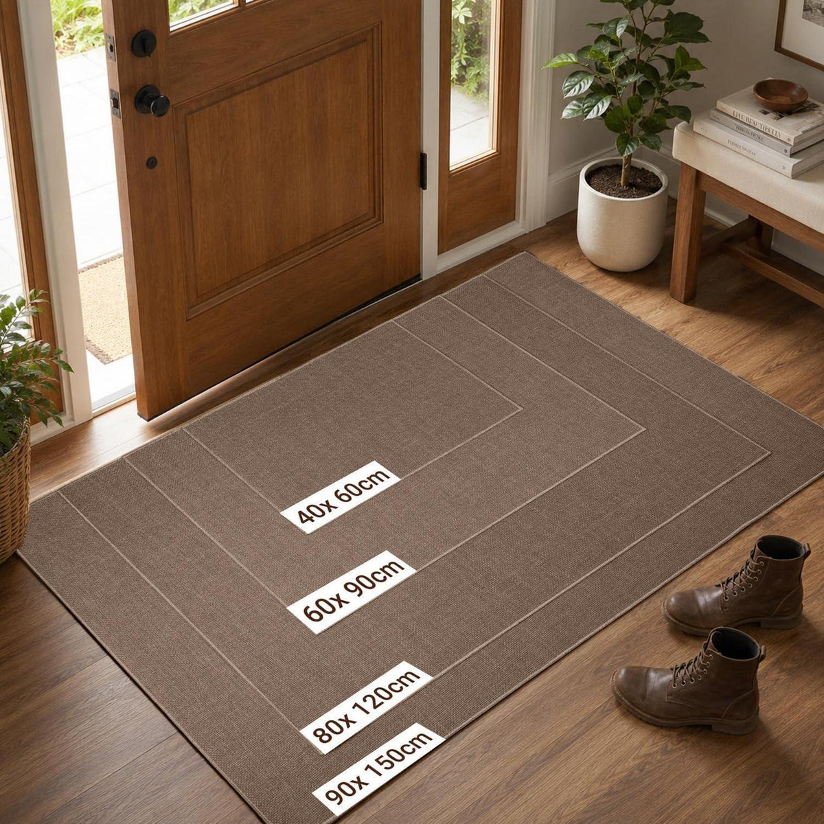 Rutschfeste Fußmatte 90x150 cm – Braun, Saugfähig & Waschbar