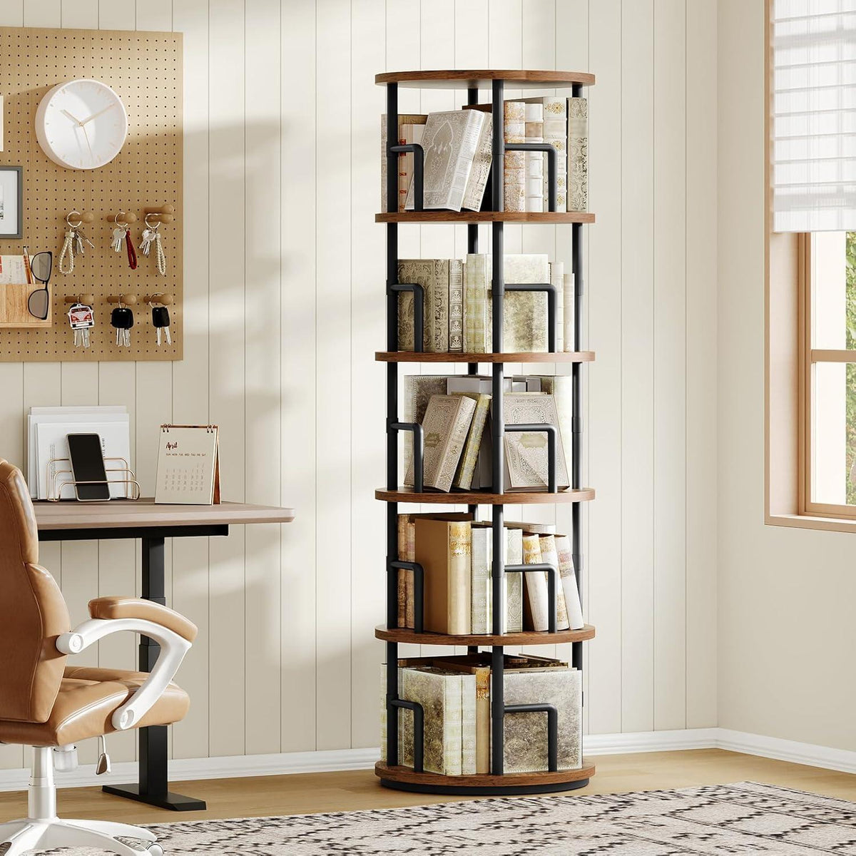 Drehbares 5-Ebenen Bücherregal für Wohnzimmer & Homeoffice