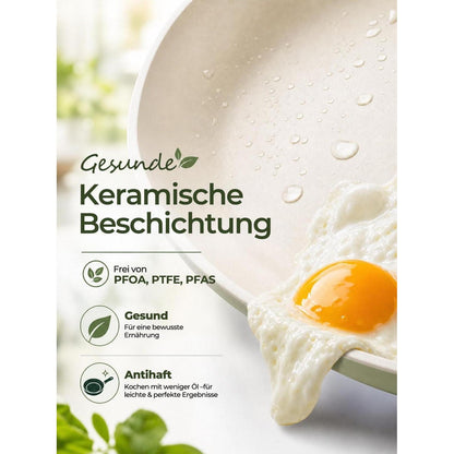17-teiliges Keramik Topfset mit abnehmbarem Griff – Induktionsgeeignet