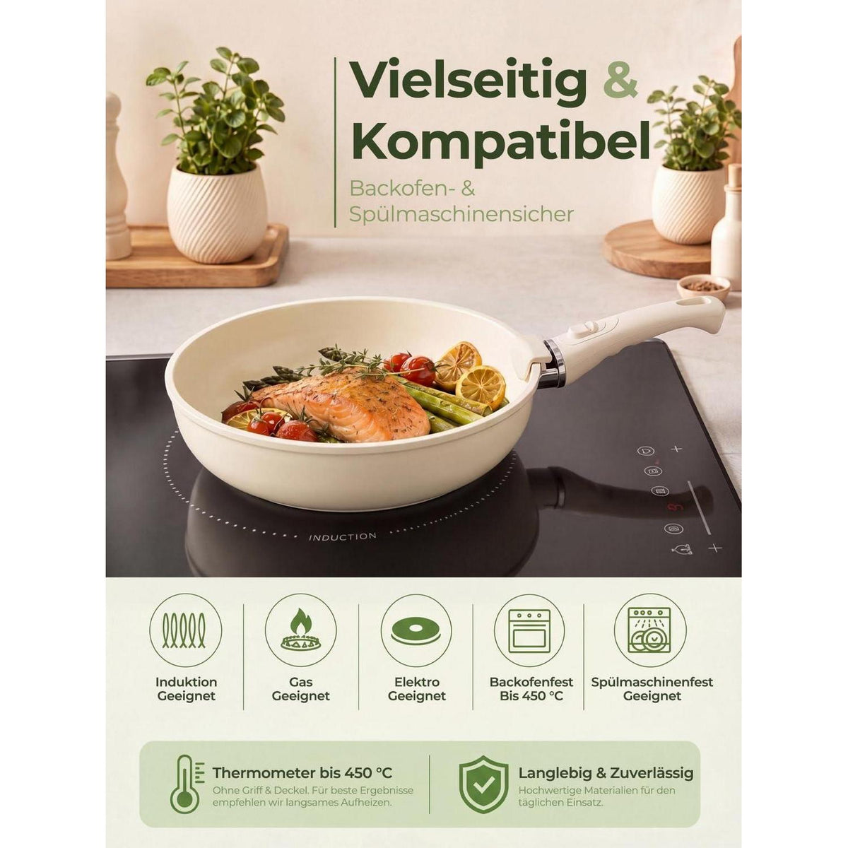 17-teiliges Keramik Topfset mit abnehmbarem Griff – Induktionsgeeignet