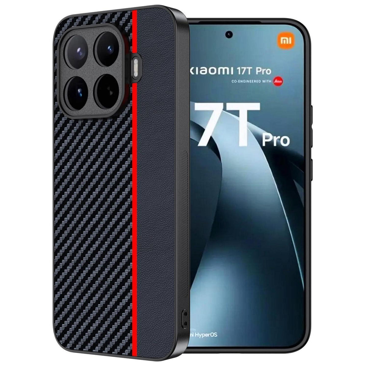 Xiaomi 17T Pro Hülle: Wasserdicht, Stoßfest & Kohlefaser Rot/Schwarz