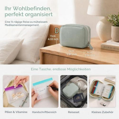 Pillen Organizer Tasche A8 – Wasserdicht für 7-14 Tage (Grün)