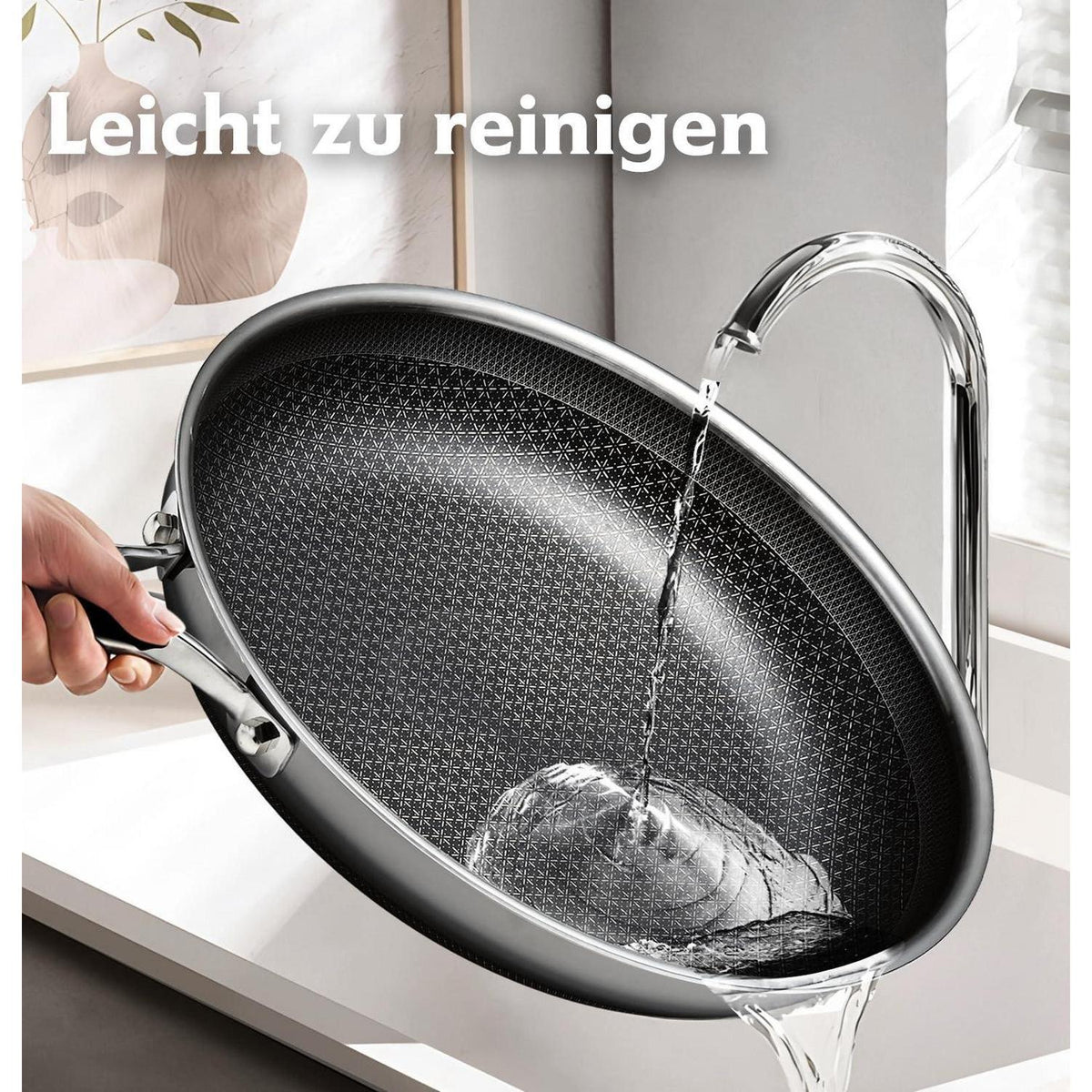 3-tlg. Edelstahl Pfannenset 20/24/28cm Antihaftbeschichtung