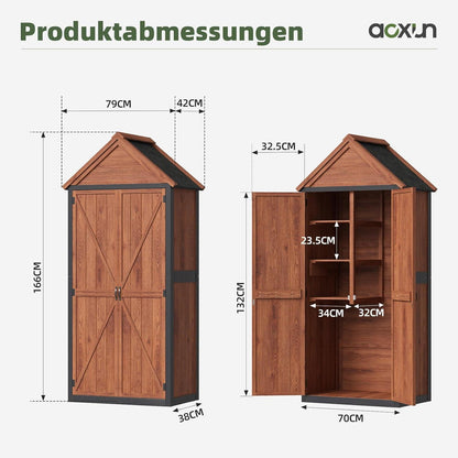 Gartenhaus Holz mit 3 Böden & Asphaltdach – Wetterfester Gartenschrank