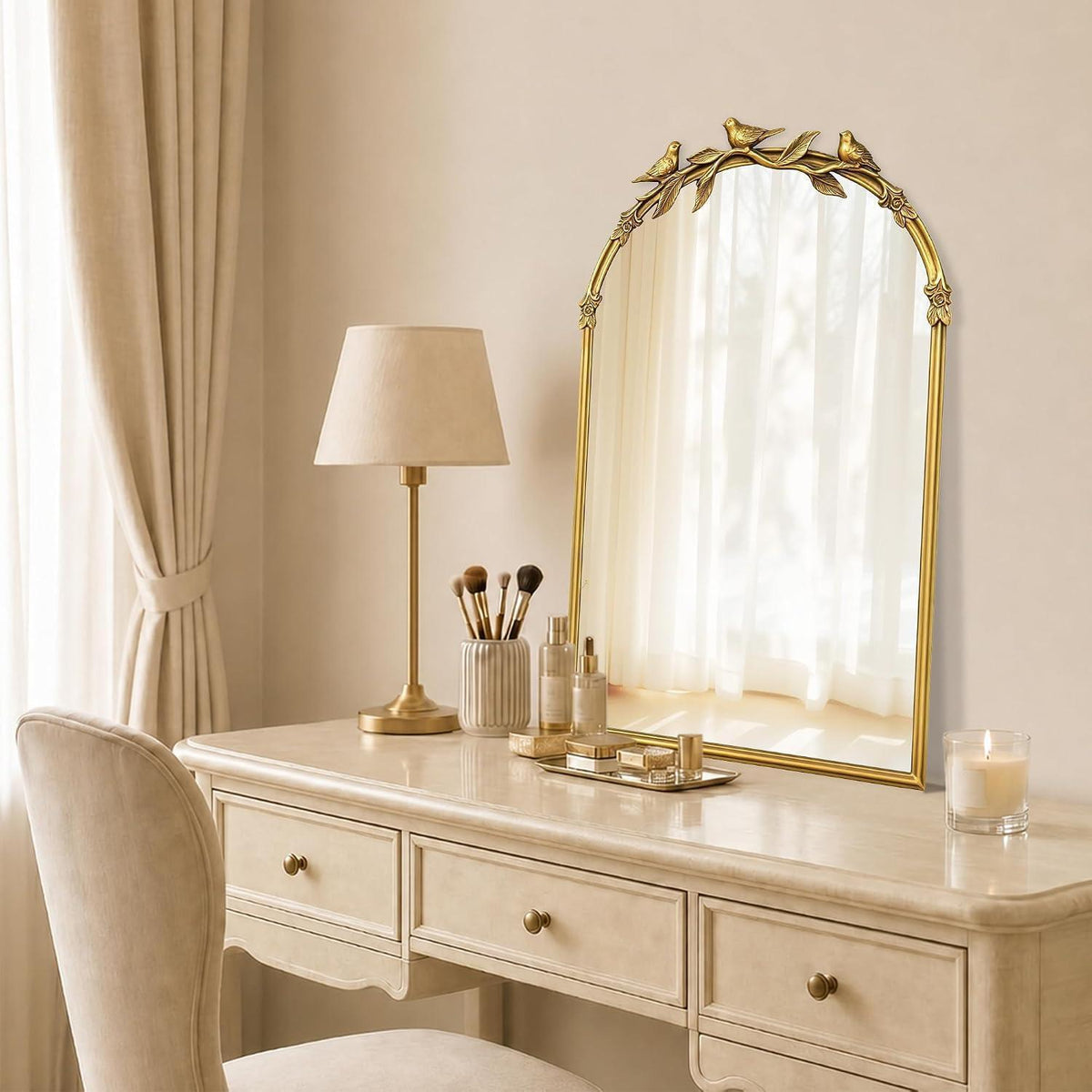 Goldener Vintage Wandspiegel barocker Stil 74x48cm