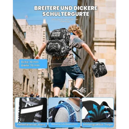 Schultasche Set Jungen 8-12 Jahre Wasserdicht Gaming Design